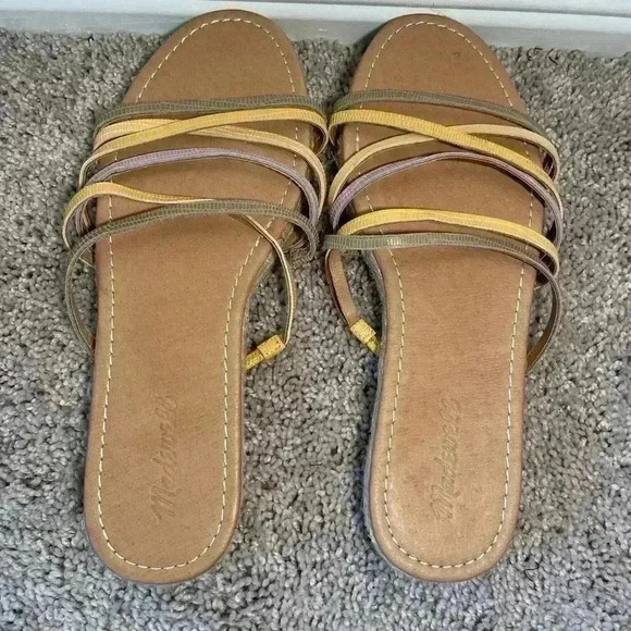 Madewell Kathryn Espadrille Slide Sandal Colorblock Snake Embossed Leather Sz 10 - Picture 2 of 10